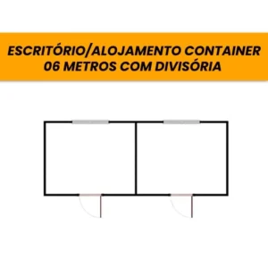 Escritório/Alojamento Container 06 Metros Com Divisória Prata - LOCAÇÃO