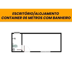 Escritório/Alojamento de 06 Metros Com Banheiro   Prata - LOCAÇÃO