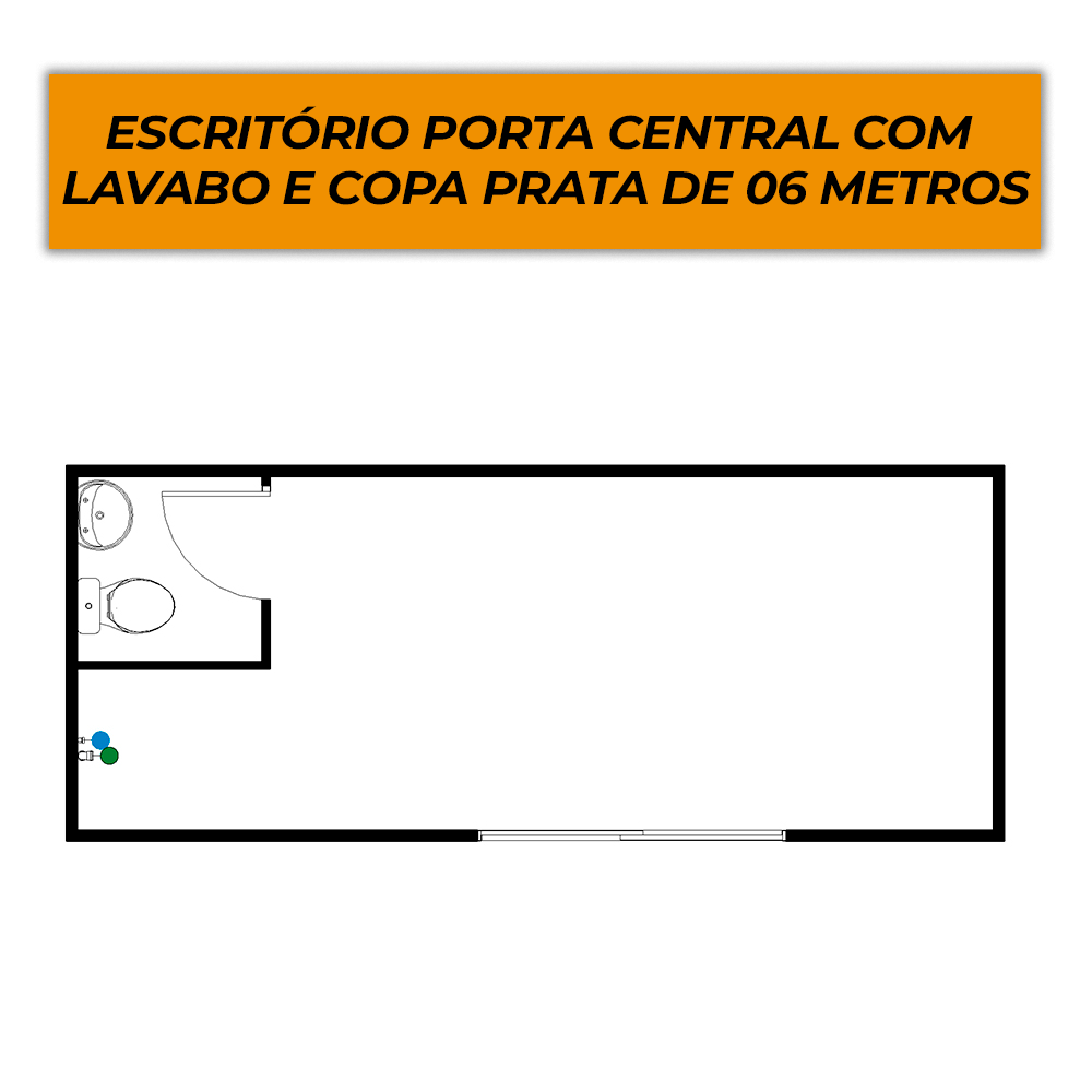 Planta Escritorio Porta Central Com Lavabo E Copa Prata De 06 Metros