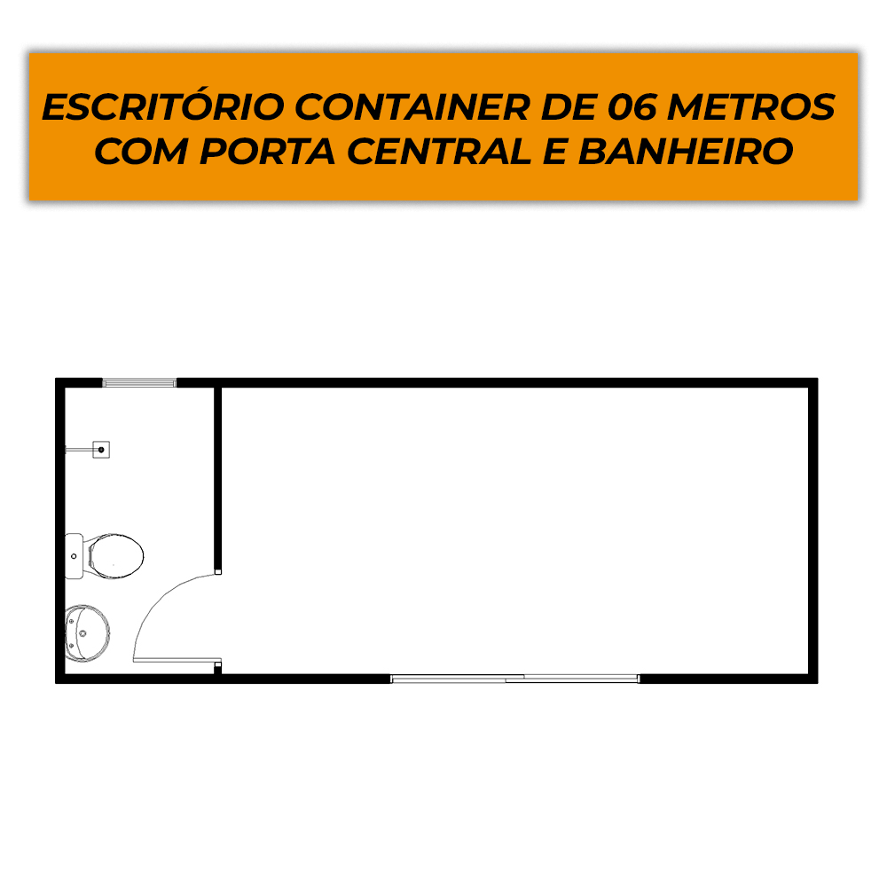 Planta Escritorio Container De 06 Metros Com Porta Central E Banheiro 2