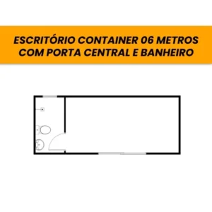 Escritório Container 06 Metros Com Porta Central e Banheiro Prata - Locação